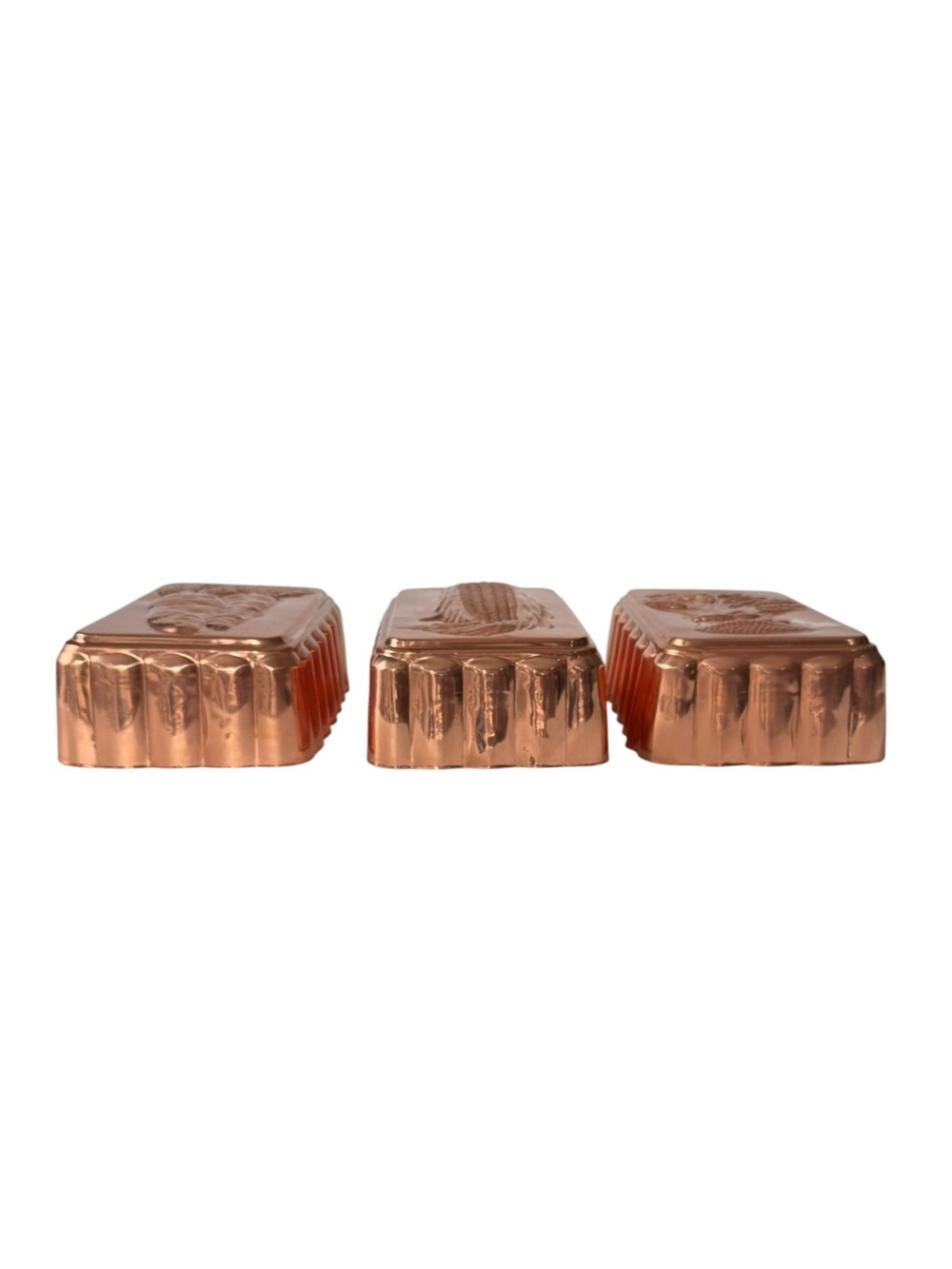 Vintage Copper Loaf Mold Pans - Carrot, Wheat, Corn - Picture 9 of 10